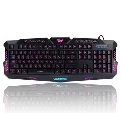 J10 tricolor backlight wired gaming keyboard set colorful luminous gaming mouse keyboard Russian keyboard