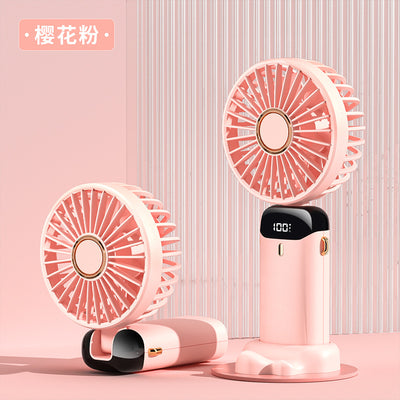 New usb handheld fan mini portable folding small fan Digital Display office student small electric fan gift